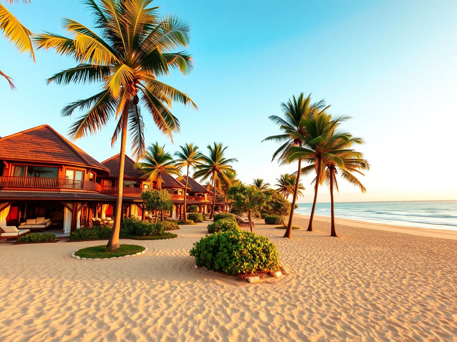 Resort sulla spiaggia di Watamu al tramonto