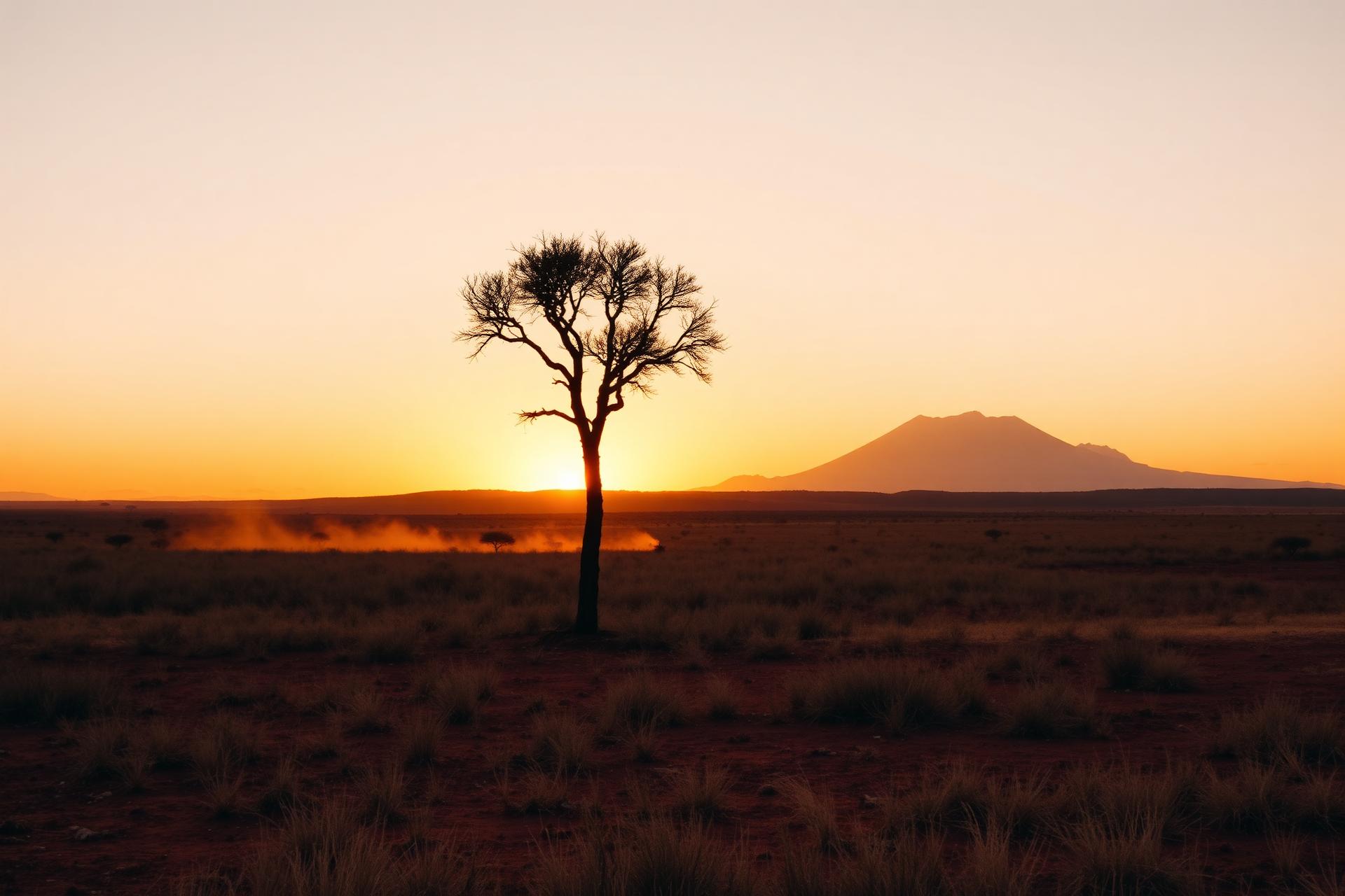 Savana keniota al tramonto